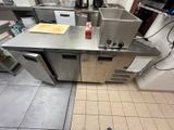 an image of a commercial kitchen with stainless steel counter tops