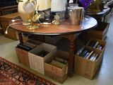 a table with a lamp on top of it in a room