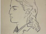 dessin représentant une femme aux cheveux longs portant une chemise à col