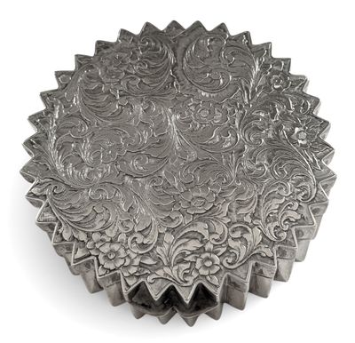 BOITE en argent 800 mil., intérieur en vermeil, de forme ronde, le cou