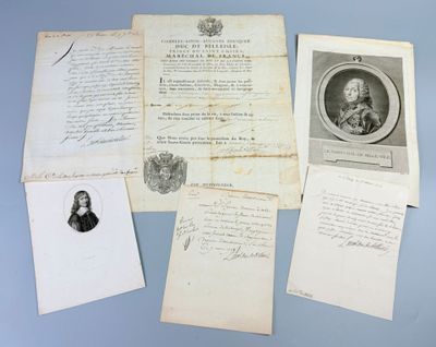several old letters and pictures of people on a blue surface