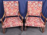 pair of antique chairs with red floral upholstered upholstered upholstered upholstered upholstered upholstered upholstered