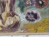 a painting of a vase with flowers in it