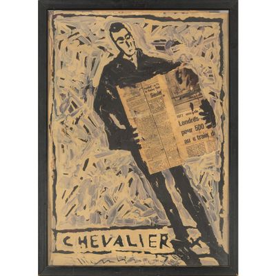 un tableau représentant un homme tenant un journal à la main