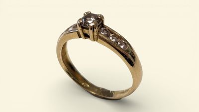 Bague Solitaire en or jaune 18K (750/°°) centrée d'un diaman…