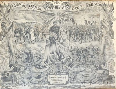 un dessin représentant une vieille affiche politique sur laquelle figure un homme à cheval