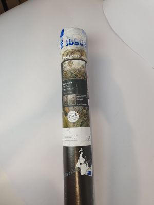 a roll of yoga mat on a table with a dog on it