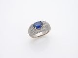 Bague ovale en saphir et diamant