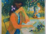 an image of a painting of a woman sitting at a table