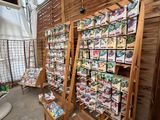a display of seed packets on display in a greenhouse