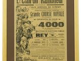 une affiche encadrée représentant un homme à cheval dans un champ