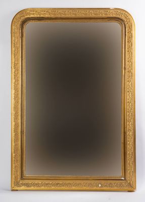 an antique gold framed mirror on a white background