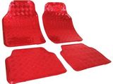 lot de 4 tapis de sol en caoutchouc rouge avec motif en losanges