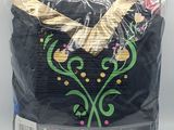 a bag of black clothing with a gold butterfly on it