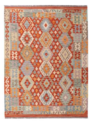 Kilim Afghan en laine couleur couleur rouge orangé, beige 20…