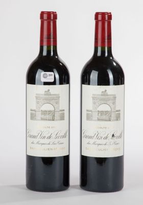 deux bouteilles de vin rouge posées l'une à côté de l'autre sur une surface blanche