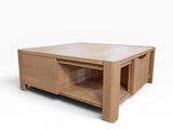 an image of a wooden coffee table with drawers
