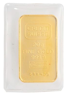 a gold bar in a clear plastic case