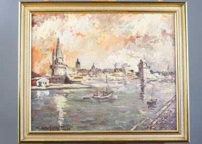 Guy FAGETTE (1928) Vue du port de La Rochelle