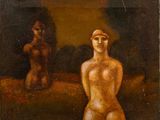 une image représentant un tableau où l'on voit une femme debout face à un homme