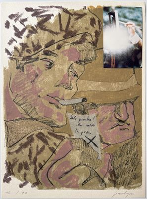 une image représentant un dessin d'un homme coiffé d'un chapeau et d'une femme