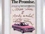 an autograph of a pink car in a frame with a signed autograph