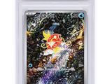 the pokemon trading card is displayed in a plastic holder