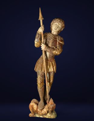 Exceptionnel et grand Saint Georges gothique valencien ou ca…
