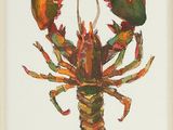 a painting of a lobster on a white background
