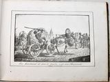 a picture of a horse drawn carriage being pulled by two men