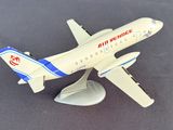 a toy airplane that is sitting on a table