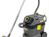 a grey and yellow vacuum cleaner with a hose on a white background