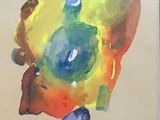 a picture of a painting of a colorful object on the wall