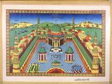 an image of a painting of a palace with a fountain in the middle of it