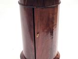 an image of a wooden side table with a black top