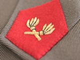 a close up of a jacket with a badge on it