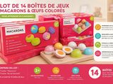 lot de 14 boîtes de jeux « Macarons » et « Gups » colorés