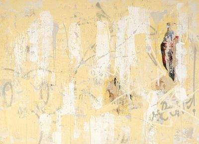a painting of a bird on the wall of a building