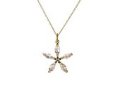 un collier plaqué or orné d'un pendentif en forme de fleur en cristal, monté sur une chaîne