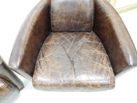 PAIRE DE FAUTEUILS club aviateur en cuir brun. (photo 5)