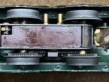 a close up view of a small model of a train