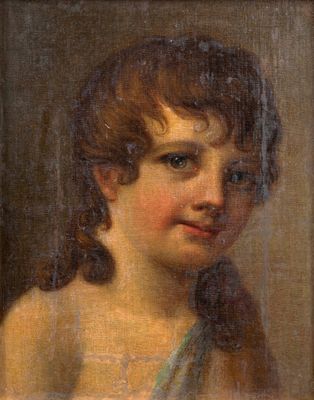 une peinture à l'huile représentant une jeune fille en robe verte