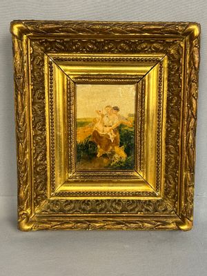 an image of a painting of a woman and child in a field