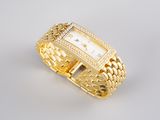 a close up of a wrist watch with diamonds on it