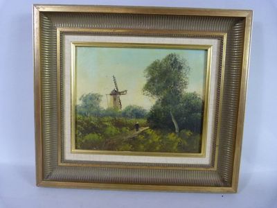 Ecole Milieu XXème POL (?) -" Paysage au moulin animé".