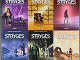 six books in a series of different covers of a woman and a man on a horse