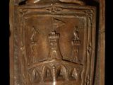 an image of a wooden plaque with a crown on it