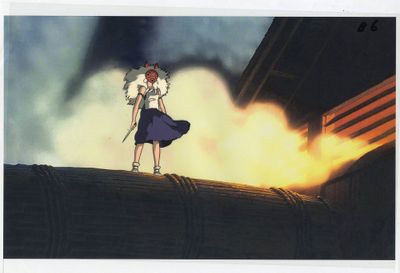 une photo d'une femme debout sur un toit