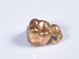 a gold tooth that is sitting on a white surface