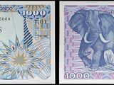 trois billets de banque différents, sur lesquels figure l'image d'un éléphant d'un côté et celle d'un éléphant de l'autre